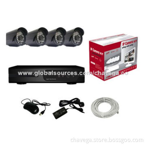 H.264 FHD 720P 1.0MP 4CH Wi-Fi, 3G, Onvif, CMOS NVR & IP Camera Kit